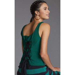 Maeve Green Tank with Lace-Up Back